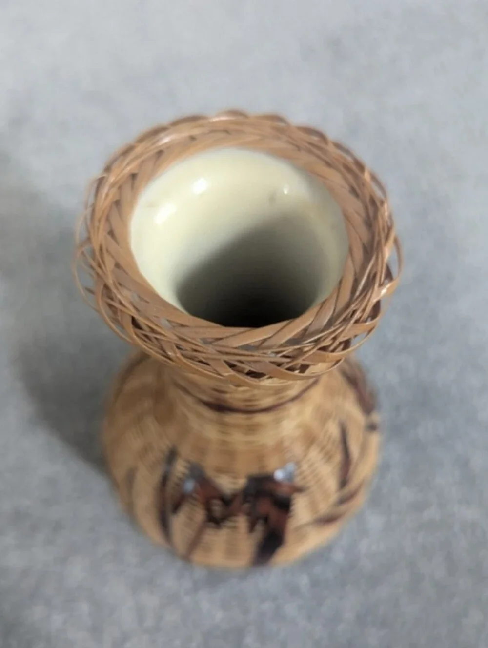 Woven Bamboo Vase with Porcelain Insert